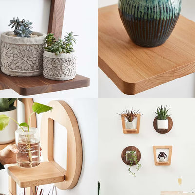 실내 식물의 서식 목재 식물의 핸더 맞춤 로고와 함께 시골 디스플레이 셸프