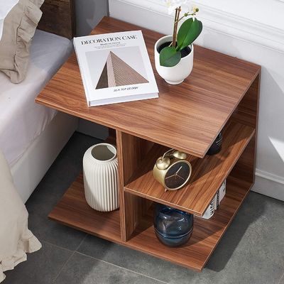 침실 가구 롤링 휠과 개방형 선반과 함께 현대 화초 나무 나이트 스테인