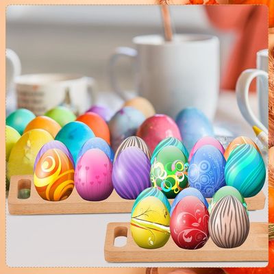 추수감사절 달걀 트레이 이 12개 구멍의 목재 접시장으로 공간을 절약하세요