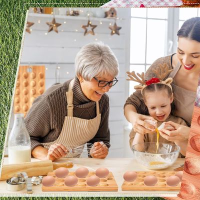 24 홀 회전 가능한 나무로 만든 달걀 접시 채소 서비스용 사탕판