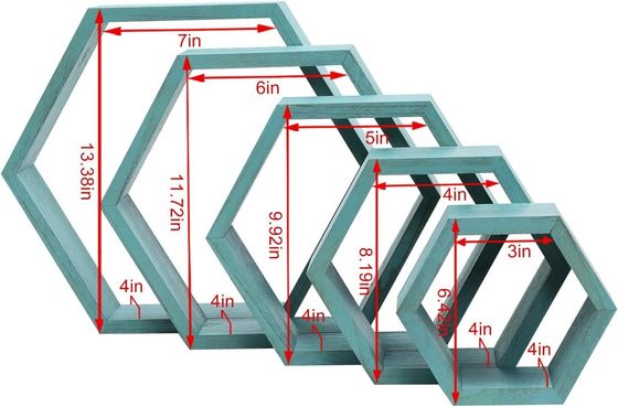 목재 농장 보관 꿀집 벽 셰프 벽에 장착된 세트 5 헥사곤 부동 선반