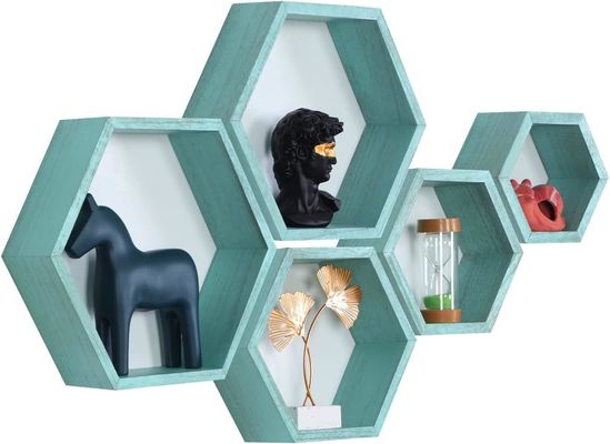 목재 농장 보관 꿀집 벽 셰프 벽에 장착된 세트 5 헥사곤 부동 선반