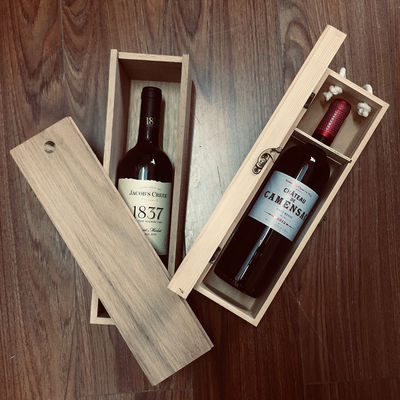 산업용 음료 750ml 소나무 나무 와인 상자 단순 디자인과 자연스러운 색상