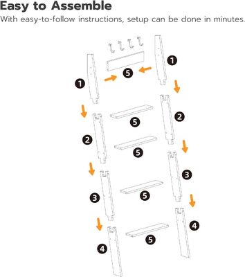일반 크기의 5 층 벽 굽은 수건 랙 화면 인쇄 및 장식 디자인