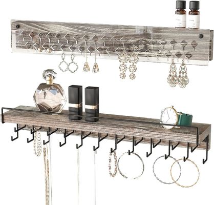 맞춤형 농장 나무 귀걸이 디스플레이와 맑은 아크릴 목걸이 벽 마운트 홀더