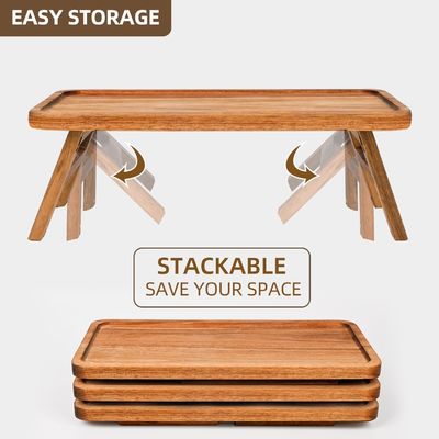 3 계층 목재 컵 케이크 타워 디스플레이 스탠드 아카시아 나무 접이식 서비스 트레이