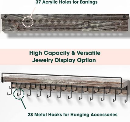 맞춤형 농장 나무 귀걸이 디스플레이와 맑은 아크릴 목걸이 벽 마운트 홀더