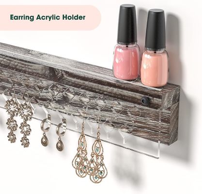 맞춤형 농장 나무 귀걸이 디스플레이와 맑은 아크릴 목걸이 벽 마운트 홀더