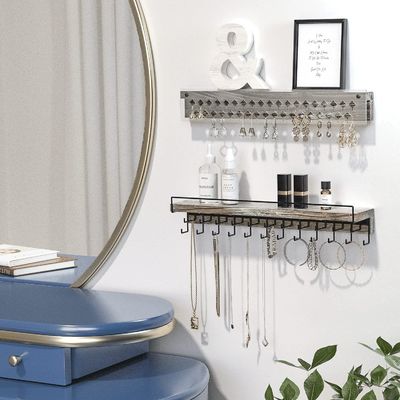 맞춤형 농장 나무 귀걸이 디스플레이와 맑은 아크릴 목걸이 벽 마운트 홀더