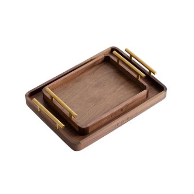 농민 구리 손잡이 호두 목 커피 테이블 디저트 용 접시 케이크 차컵 수작업