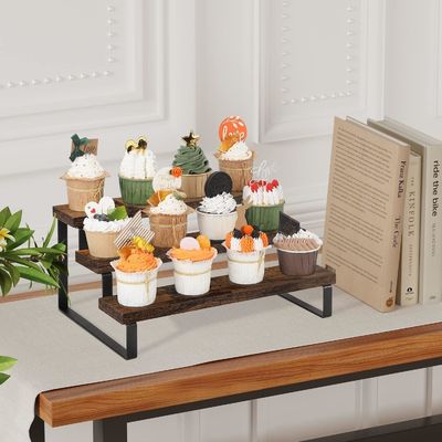 목재 디스플레이 스탠드 기능 공간 절약 3 계층 부엌 카운터 향신료 랙 조직기