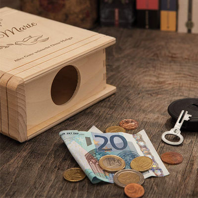 실크 스크린 인쇄 / 태운 최고 판매 사용자 지정 로고 나무 어린이 돈 절약 상자