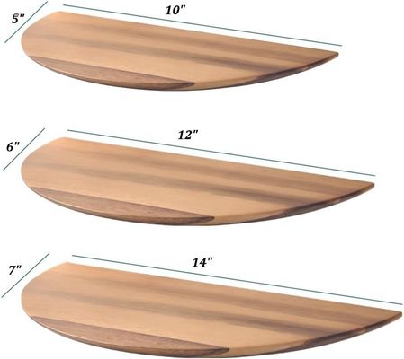 맞춤형 크기 색상 반 원형 세트 3 14인치 아카시아 나무 부동 선반