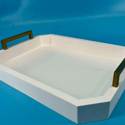 사용자 지정 로고 아카시아 나무에서 만든 손잡이와 함께 받아 들일 수있는 흰색 나무 서비스 트레이