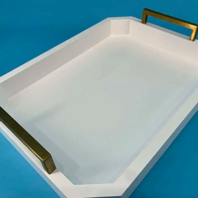 사용자 지정 로고 아카시아 나무에서 만든 손잡이와 함께 받아 들일 수있는 흰색 나무 서비스 트레이