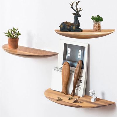 맞춤형 크기 색상 반 원형 세트 3 14인치 아카시아 나무 부동 선반
