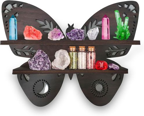 새우 나무 벽에 현대 디자인 저장 컨테이너 나무에서 떠있는 선반