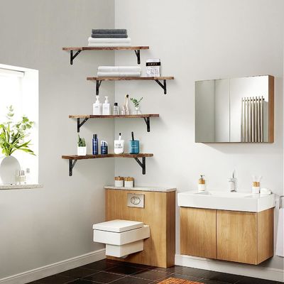 맞춤형 크기 색상 소재 촌락 목재 코너 떠있는 선반 벽에 장착 4 세트