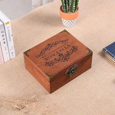 라크 처리 빈티지 스타일 맞춤형 작은 나무 결혼식 사진 상자 잠금