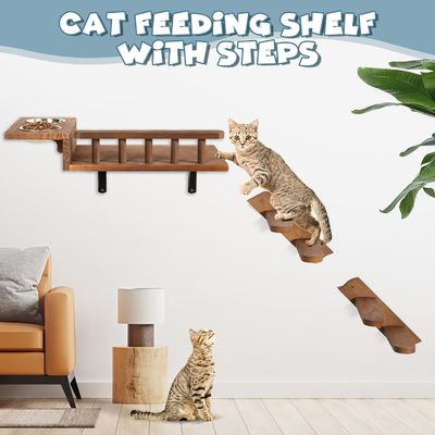 엉뚱한 바닥에 작별 인사를 해라 벽에 장착된 고양이의 먹이 선반