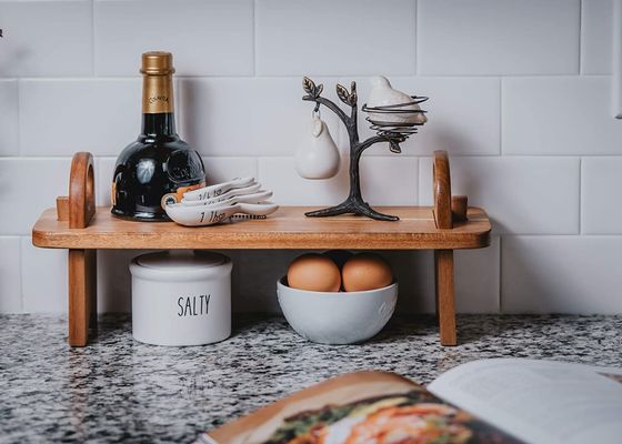 맞춤형 로고 우아한 손으로 완성 된 가정 장식 카운터 선반 조직자 치즈 보드