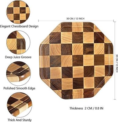 12X12X0.8 인치 아카시아 목재 절단 주사각형 주스 굴과 함께 서비스 보드