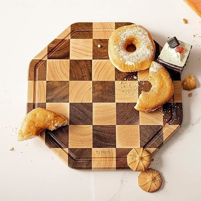 12X12X0.8 인치 아카시아 목재 절단 주사각형 주스 굴과 함께 서비스 보드