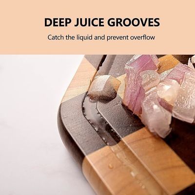 12X12X0.8 인치 아카시아 목재 절단 주사각형 주스 굴과 함께 서비스 보드