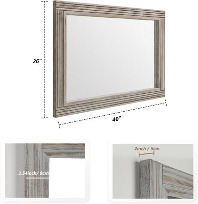 목재 접힌 벽 거울 욕실 덩달아 나무 프레임 촌촌 농장 바니티 거울