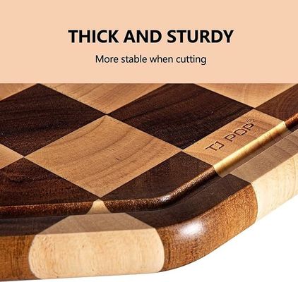 12X12X0.8 인치 아카시아 목재 절단 주사각형 주스 굴과 함께 서비스 보드