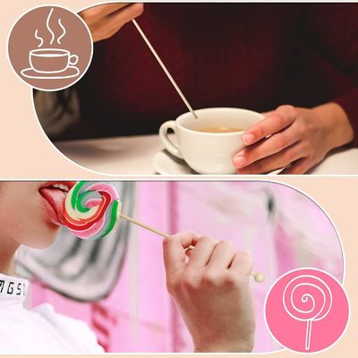 100PCS 6인치 로크 캔디 스틱 공과 나무 스위즐 스틱 현대적이고 간단한 디자인