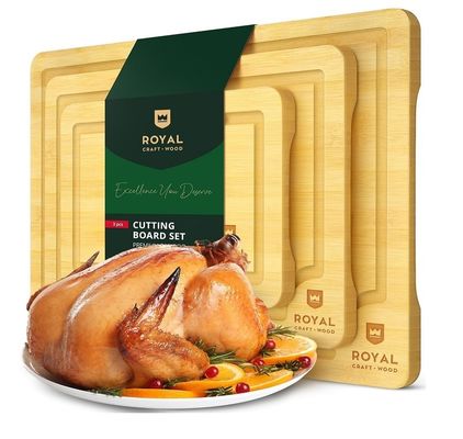 오일 틈이 있는 천연 대나무 절단판 세트 3개의 보드 세트