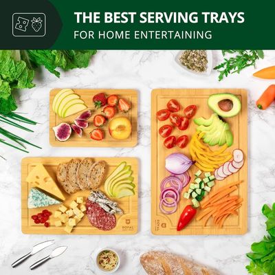 오일 틈이 있는 천연 대나무 절단판 세트 3개의 보드 세트