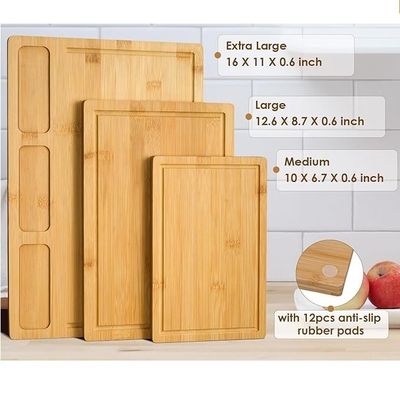 인기가 있는 맞춤 서비스 주방용 대나무 절단 보드 주스 굴레와 함께 3 개 세트