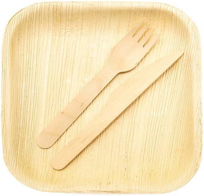 환경 친화적 20 팩 생분해 가능한 팜 잎 접시 10 인치 제곱 대나무처럼 견고한 일회용 우아