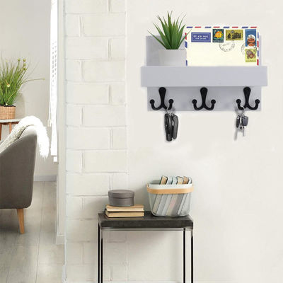 3 개의 이중 갈고리 기능 디자인 키 홀더와 함께 벽 장식 나무 키 홀더