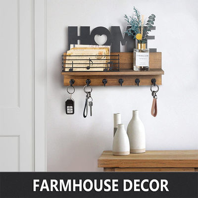 3 개의 이중 갈고리 기능 디자인 키 홀더와 함께 벽 장식 나무 키 홀더