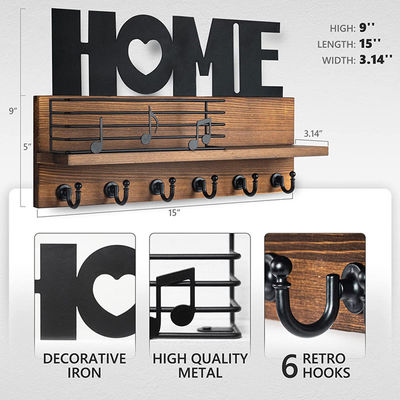 3 개의 이중 갈고리 기능 디자인 키 홀더와 함께 벽 장식 나무 키 홀더