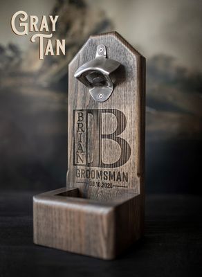 나무 손잡이 맥주 병 열기 이상적인 신랑 선물 개인 로고 인쇄