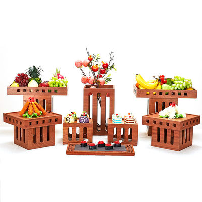 사용자 정의 로고 허용 3 계층 목조 케이크 과일 디스플레이 디저트 스탠드