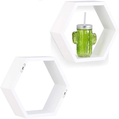 목재 조각 된 헥사곤 벽 선반 집합 농장 집 장식 조직