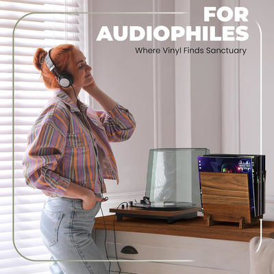 다기능 디자인 저장용 고밀 아가씨 나무 비닐 레코드 홀더 플립 디스플레이