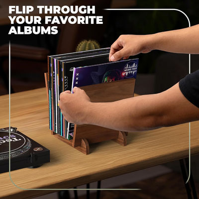 다기능 디자인 저장용 고밀 아가씨 나무 비닐 레코드 홀더 플립 디스플레이