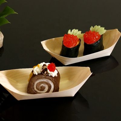 사용자 지정 로고 수용 가능한 버치 Bambu Boat Shape Sailing Wood Sushi Tray