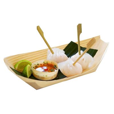 사용자 지정 로고 수용 가능한 버치 Bambu Boat Shape Sailing Wood Sushi Tray