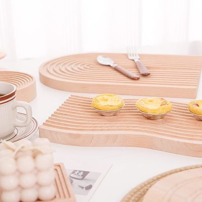 물결 모양의 목재 트레이 아침 식사 서비스 트레이 주방 40.5x18.5x2cm 사용자 지정 로고