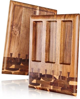 환경 친화적 인 목재 절단 보드 내장 된 주스 구획 및 제거 가능한 컨테이너