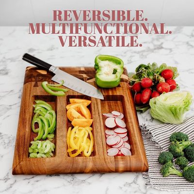 환경 친화적 인 목재 절단 보드 내장 된 주스 구획 및 제거 가능한 컨테이너