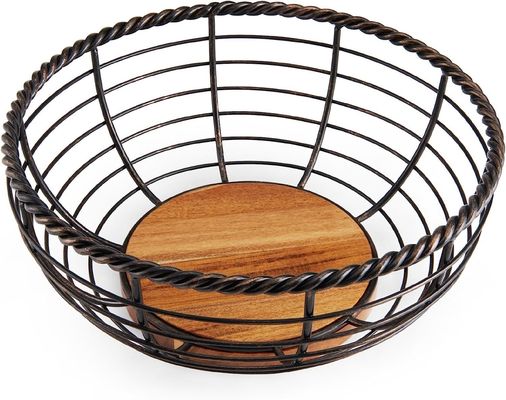 공간 절감 부엌 및 거실 보관용 콤팩트 접는 나무 과일 그릇