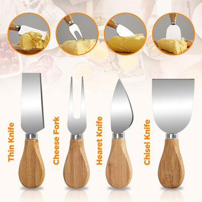 사용자 지정 로고와 4 개의 스테인리스 스틸 절단 칼 사용자 지정 크기의 대나무 치즈 보드